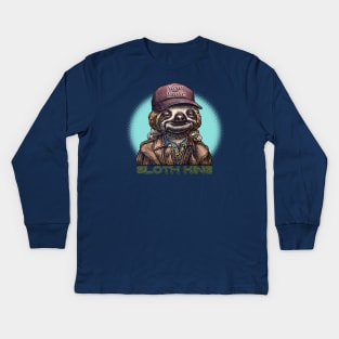 Sloth King Kids Long Sleeve T-Shirt